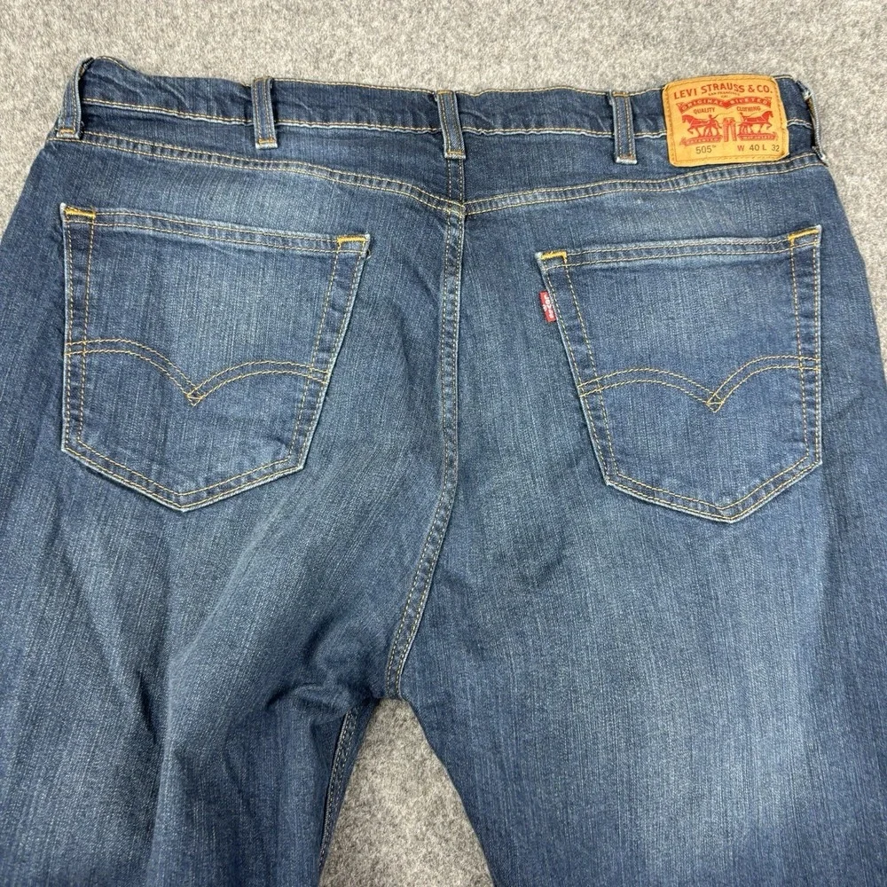 Levi's 505 Jeans Mens 40x32 (Fits 38x32) Straight Leg Dark Wash Classic Blue EUC